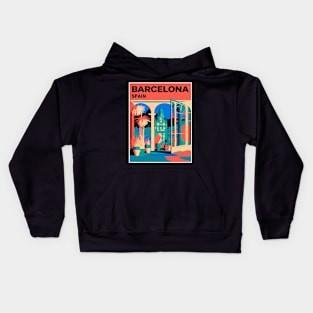 Barcelona Spain Abstract Surreal Gaudi Church Scene Print Kids Hoodie